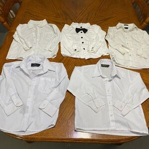 Kids White Button Down Shirts different brands. Ranging is sizes 3-4.